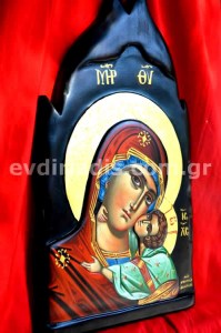 Παναγία Γλυκοφιλούσα Χειροποίητη Ξυλόγλυπτη Αγιογραφία  
