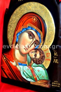 Παναγία Γλυκοφιλούσα Χειροποίητη Ξυλόγλυπτη Αγιογραφία  