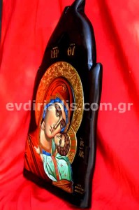 Παναγία Γλυκοφιλούσα Χειροποίητη Ξυλόγλυπτη Αγιογραφία  