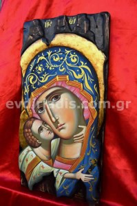 Παναγία Γλυκοφιλούσα Χειροποίητη Ξυλόγλυπτη Αγιογραφία