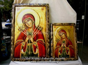 Παναγία Η Επτάσπαθη Χειροποίητη Ξυλόγλυπτη Αγιογραφία