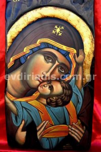 Παναγία Η Καρδιώτισσα Χειροποίητη Ξυλόγλυπτη Αγιογραφία