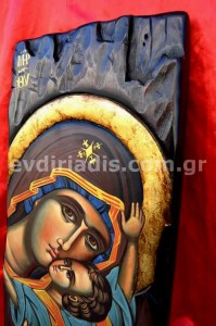 Παναγία Η Καρδιώτισσα Χειροποίητη Ξυλόγλυπτη Αγιογραφία