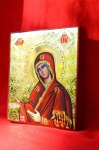 Παναγία η Μεσσήτρια Χειροποίητη Αγιογραφία  Με Αληθινό Χρυσό 24 Καράτια Στιλβωτό  