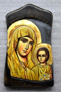 Παναγία Ιεροσολυμίτισσα Χειροποίητη Ξυλόγλυπτη Λιθογραφία