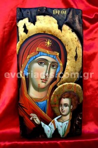 Παναγία Πορταίτισσα Χειροποίητη Ξυλόγλυπτη Αγιογραφία