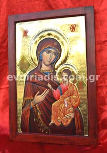 Παναγία Πορταίτισσα Χειροποίητη Ξυλόγλυπτη Αγιογραφία Με Αληθινό Χρυσό 24 Καράτια