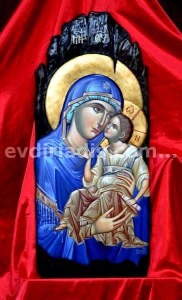 Παναγία Χειροποίητη Αγιογραφία με Αληθινό Χρυσό 24Κ