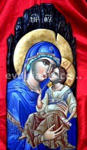 Παναγία Χειροποίητη Αγιογραφία με Αληθινό Χρυσό 24Κ