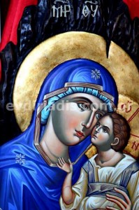 Παναγία Χειροποίητη Αγιογραφία με Αληθινό Χρυσό 24Κ
