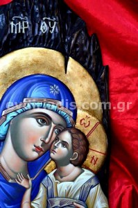 Παναγία Χειροποίητη Αγιογραφία με Αληθινό Χρυσό 24Κ