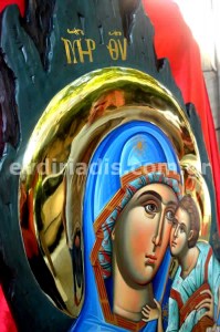 Παναγία Χειροποίητη Αγιογραφία με Αληθινό Χρυσό 24Κ Στιλβωτό
