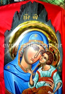 Παναγία Χειροποίητη Αγιογραφία με Αληθινό Χρυσό 24Κ Στιλβωτό