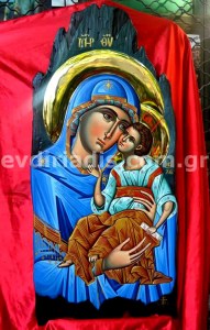 Παναγία Χειροποίητη Αγιογραφία με Αληθινό Χρυσό 24Κ Στιλβωτό
