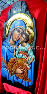 Παναγία Χειροποίητη Αγιογραφία με Αληθινό Χρυσό 24Κ Στιλβωτό