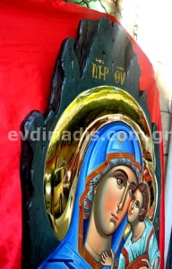 Παναγία Χειροποίητη Αγιογραφία με Αληθινό Χρυσό 24Κ Στιλβωτό