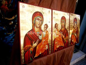 Παναγία Χειροποίητη Αγιογραφία με Αληθινό Χρυσό 24Κ Στιλβωτό