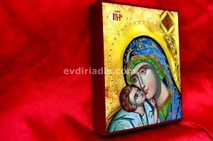 Παναγία Χειροποίητη Αγιογραφία με Αληθινό Χρυσό 24Κ Στιλβωτό