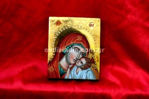 Παναγία Χειροποίητη Αγιογραφία με Αληθινό Χρυσό 24Κ Στιλβωτό