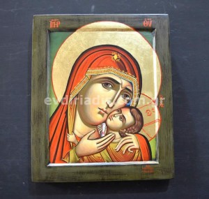 Παναγία Χειροποίητη Αγιογραφία Με Κορνίζα Πατίνα