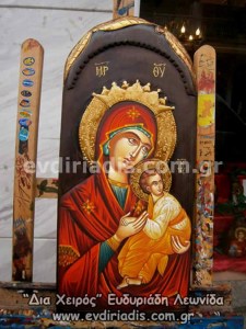 Παναγία Χειροποίητη Ξυλόγλυπτη Αγιογραφία  