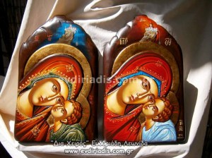 Παναγία Χειροποίητη Ξυλόγλυπτη Αγιογραφία