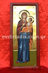 Παναγία Χειροποίητη Ξυλόγλυπτη Αγιογραφία Με Αληθινό Χρυσό 24 Καράτια