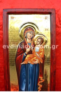 Παναγία Χειροποίητη Ξυλόγλυπτη Αγιογραφία Με Αληθινό Χρυσό 24 Καράτια