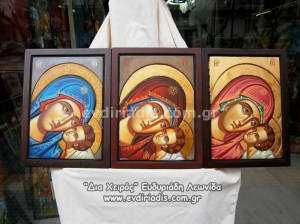 Παναγία Χειροποίητη Ξυλόγλυπτη Αγιογραφία Με Στυλ Χαρακτικής