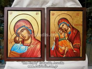 Παναγία Χειροποίητη Ξυλόγλυπτη Αγιογραφία Με Στυλ Χαρακτικής