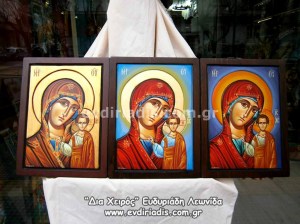 Παναγία Χειροποίητη Ξυλόγλυπτη Αγιογραφία Με Στυλ Χαρακτικής