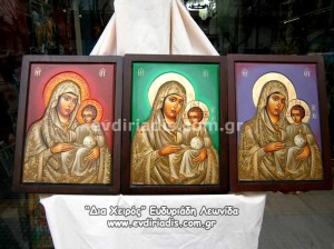 Παναγία Χειροποίητη Ξυλόγλυπτη Αγιογραφία Με Στυλ Χαρακτικής